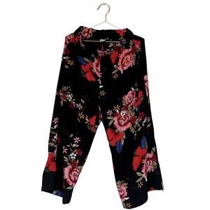 Simply Noelle Floral Culottes Wide Leg Crop Pants SZ S/M